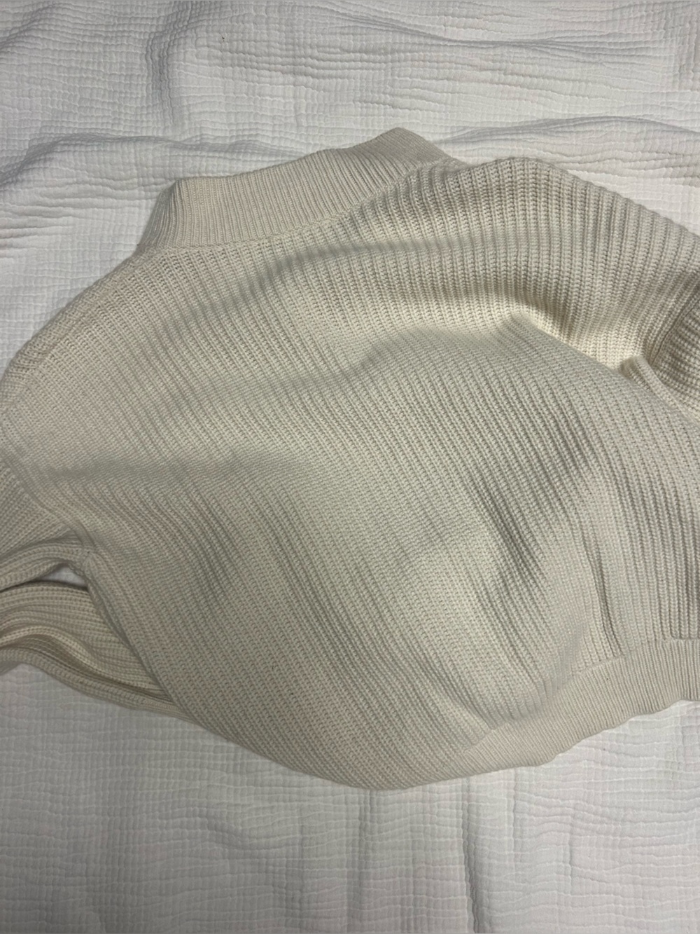 Sezane Cream Button-Front Ribbed Pullover - Picture 4 of 5